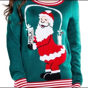 Tipsy Elves - Santa Christmas sweater - Green - Womans